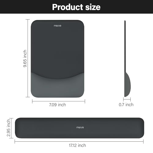 MOSISO Wrist Rest Support for Mouse Pad&Keyboard Set, Rectangular Ergonomic Mousepad Non-Slip Base Home/Office Pain Relief&Easy Typing Pad with Neoprene Cloth&Raised Curved Memory Foam, Slate Gray by MOSISO - Image 7