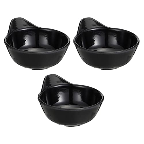 COLLBATH 3pcs Hot Pot Dip Bowl Dessert Bowls Condiment Bowl Condiments Server Dishes Soy Sushi Bowl Prep Bowl Sushi Sauce Dipping Bowl Household Dipping Dish Mini Food Bowl Black Melamine