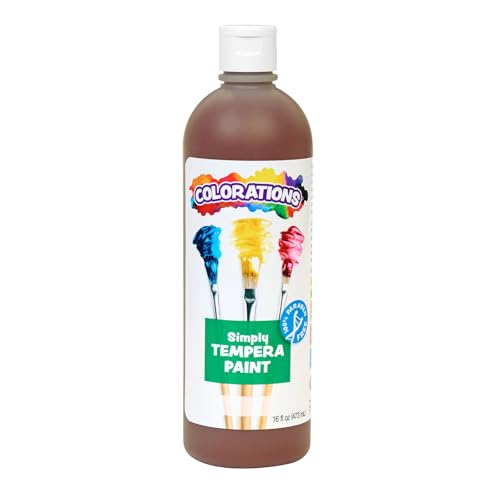 Colorations Paraben-Free Tempera Paint for Kids - Brown, 16 Ounce Bottle, Non-Toxic and Made in The USA