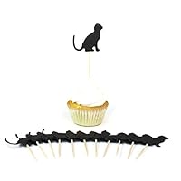 Algopix Similar Product 14 - Black Cat Cupcake Toppers Set of 12 
