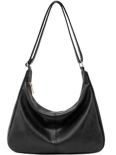Hobo Bags for Women Retro Vegan Leather Shoulder Handbag Foldable Slouchy Tote Crossbody Purses