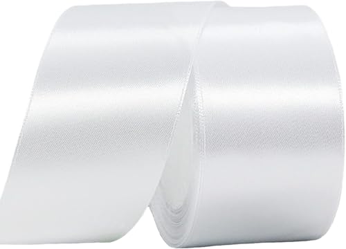 40mm Wide White Ribbon Thick Wedding Car Ribbon 22m 1.5 inch Thick White Satin Ribbon for Gift Wrapping Wedding Car Christmas Birthday Cake Hair Bow Florist Bouquet Crafts Decorations