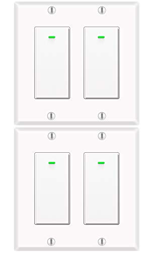 2 Gang Smart Switch Alexa Compatible with Google Home, Double Smart WiFi Light Switches Required Neutral Wire, KULED 4Pack
