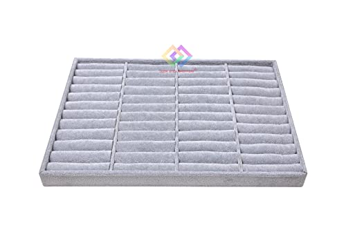 Image of 44 Kada Ring Velvet Jewelry Drawer Organizer Tray Stackable Jewelry Tray For Drawer And Storage Display, Grey