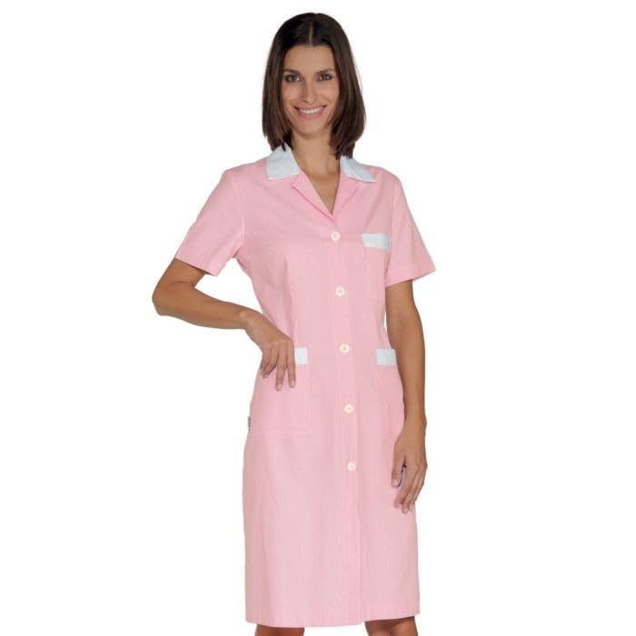 I.sacco Camice Mezza Manica da Donna POSITANO in 100% Cotone Piquet (Riga Rosa)