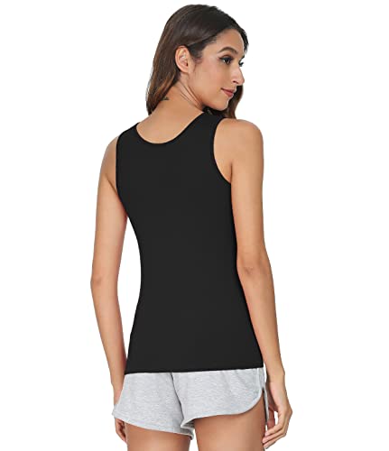 Vislivin Womens Supersoft Camisole Stretch Casual Tank Tops Black/White L