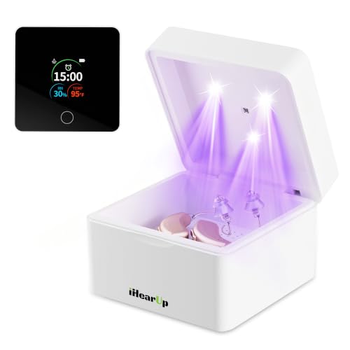 iHearUp Hearing Aid Dryer 15 min. Removes Sweat & Moisture Rechargeable Electric Hearing Aid Dehumidifier for Hearing Aids Earbuds Ear Amplifiers T90