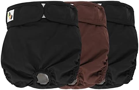 JM Reusable Dog Diapers Female (3 Pack)  Highly Absorbent and Comfortable Dog Nappies  Dog Season Pants - Dog Period Pants - Dog Nappies Female Extra Small (Fits Newborn Puppies) Black & Brown