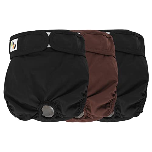 Couche Chien Femelle JM Réutilisables (x3), Absorbantes Et Confortables Culotte Chiennes Chaleurs, Couche pour Chien Hygiénique Super Petit (Convient aux Chiots Nouveau-nés) Noir et Marron Cover