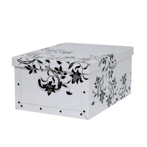 Kreher Dekokarton Barock Weiß 4er Set, mit Deckel, 51 x 37 x 24 cm