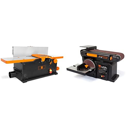 WEN JT630H 10-Amp 6-Inch Spiral Benchtop Jointer & 6502T 4.3-Amp 4 x 36 in. Belt and 6 in. Disc Sander with Cast Iron Base