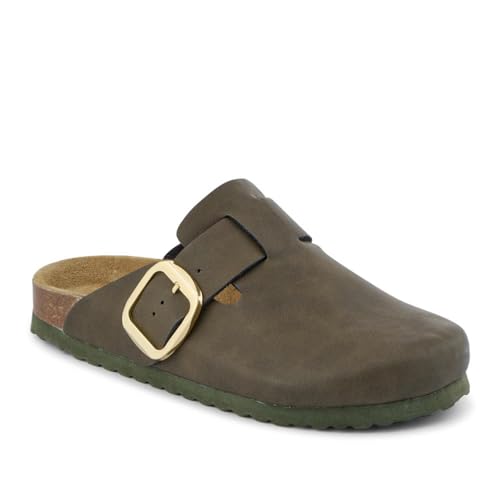 Pavers Lighweight Clogs with Leather Insock - Khaki Size 8