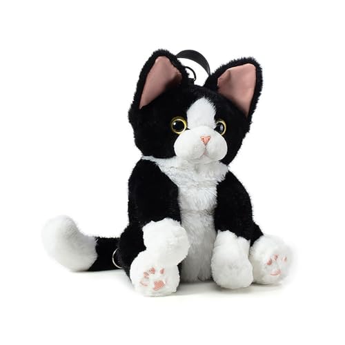 Mochila con forma de gato, divertida y suave y realista, mochila de hombro de dibujos animados de felpa para la escuela, viajes, viajes, camping, cumpleaños