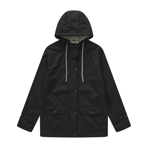 Abrigo de invierno con forro polar para mujer, chaqueta cálida con cremallera, cortavientos con capucha, impermeable, resistente al viento, grueso, abrigo para viajes, senderismo, 1 negro., 3XL