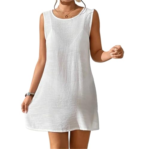 Vestido de playa sin espalda con túnica de punto y pareo playero calado para mujer