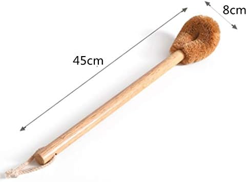 2Pack Natural Coconut Fibre Toilet Brush, Wood Handle Eco Toilet Brush, Cleaning Brush for Toilet