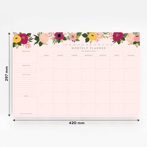 Image of Bliss Collections Monthly Planning Pad To Do List Notebook - Undated