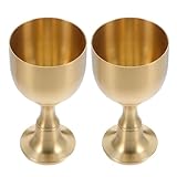 EPIGEIST Vintage Messing Kelch 2 Stück Kleiner Weinglas Schnapsglas für Whisky Likör Mittelalterlicher Kirchenkelch für Hochzeiten und Themenpartys