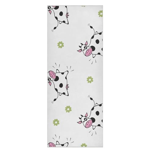 SEINDUS Jumping Happy Cow Hot Yoga Towel for Women & Men, Non Slip Super Absorbent and Quick Dry Yoga Mat Towel for Hot Yoga, Pilates and Fitness 73