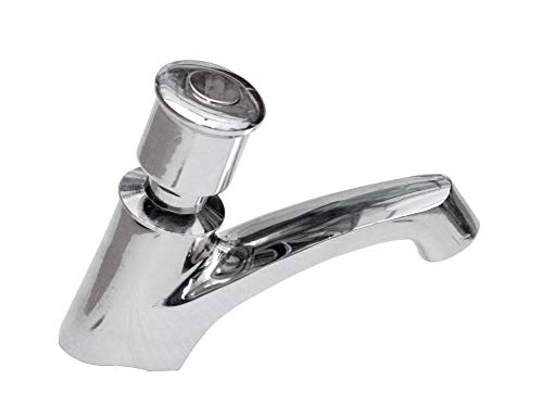 NEW WARE Brass Push Pillar Cock Water Tap for Bathroom/Wash Basin (Chrome Finish)-image-49