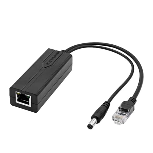 ISTOVO Adaptador Divisor PoE de 48 V A 5 V, Separador Adaptativo Activo, Inyector Aislado, Puerto CC de 5,5 X 2,1 mm para Cámara de 100 M