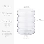Galateo Capri Collection Bolla Bubble Verres à boire - Conception Borosilicate arrondie - Cocktail, Eau, Soda, Jus, Café, Lait - 11.8 oz / 350 ml - Ensemble de 4