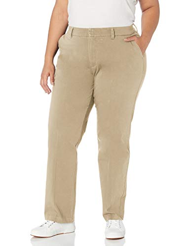 Dickies Women's Size Perfect Shape Straight Twill Pant-Plus, Rinsed Oxford Stone, 24W