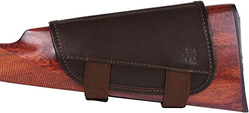 Bronzedog Waterproof Real Leather Ammo Holder Neoprene Buttstock Cheek Rest Shotgun Stock Cover Hunting .30 .308 Cal Or 12 Ga (Brown 6 Slots/Buttons) #TOP4