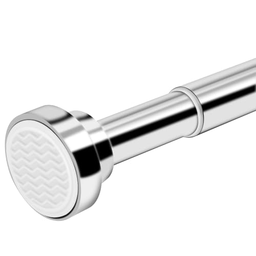 LiebeDD Tringle à rideau de douche sans perçage en acier inoxydable réglable de 70 à 195 cm - Tringle télescopique à clipser - Tringle de douche extensible pour armoire, balcon, rideau (argenté)