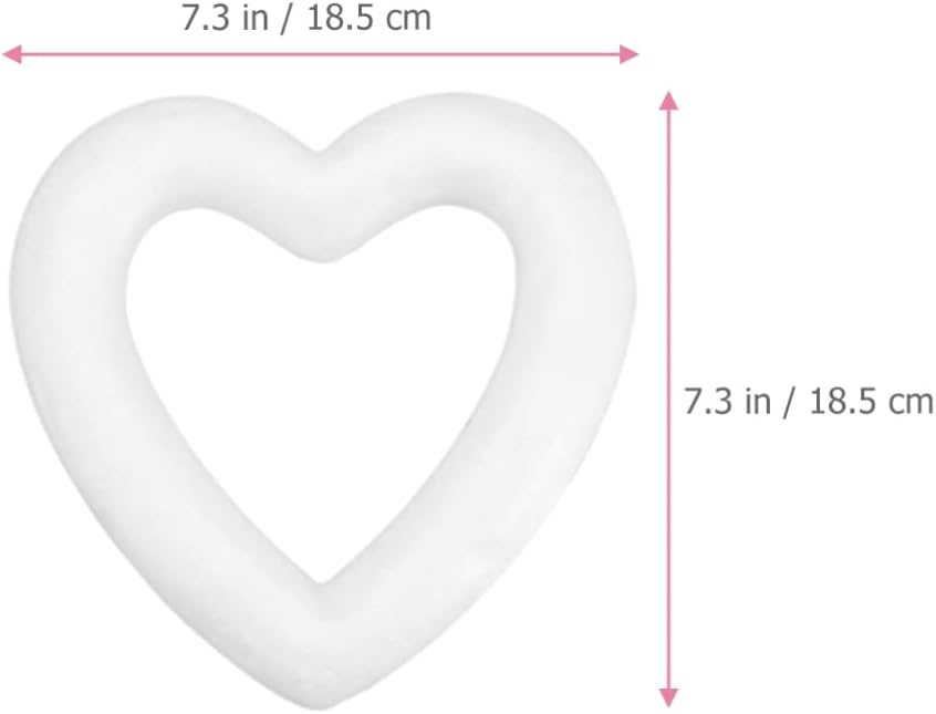 NUOBESTY 10 Pcs Foam Heart Wreath Forms 6.7 Inch Heart Shaped Foam Wreath DIY Supplies for Valentine Wedding Front Door Wall Table Decorations