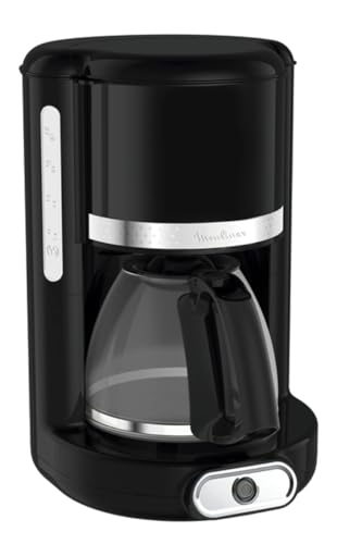Moulinex FG3818 Soleil - Macchina da caffè in vetro (1000 Watt, capacità: 1,25 litri, spegnimento automatico) nero/acciaio INOX