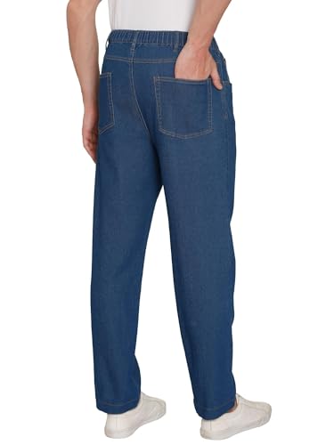 Men's Casual Elastic Waist Pull on Jeans in Denim & Twill2