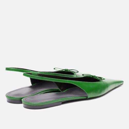 Women's Fashion Bowknot Slingback Flats Pointed Closed Toe Slip On V Shaped Silhouette Ballet Flats Casual Date Dressy Flat Shoes for Women2