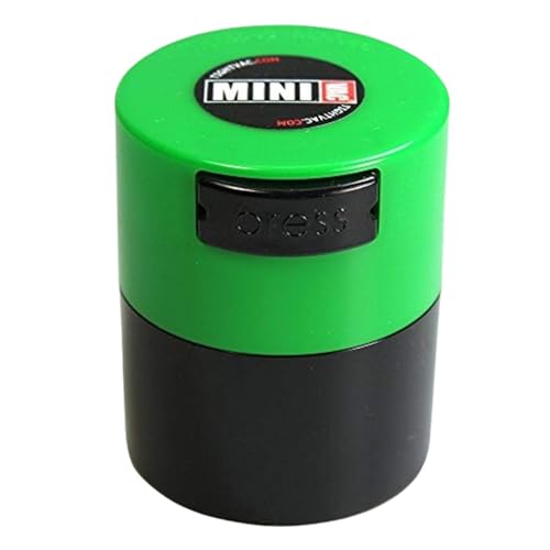 Minivac - 10g to 30 grams Airtight Multi-Use Vacuum Seal Portable Storage Container for Dry Goods, Food, and Herbs - Green Cap & Black Body