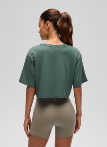 Image of CRZ YOGA Pima Cotton High Neck Crop T-Shirt