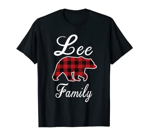 LEE Family Bear Red Plaid Christmas Pijama Hombres Mujeres Regalo Camiseta
