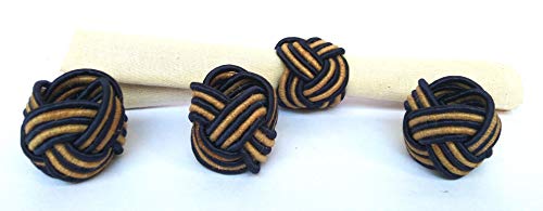 Image of Handmade Eco Friendly Napkin Ring Holder Set for Dining Table Decoration (Blue and Brown) - Pack of 6