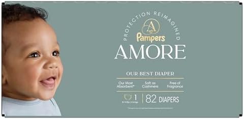 Pampers Amore, Size 1 (8-14 lbs), 82 Count, Our Best Diaper – Hypoallergenic & Fragrance Free, Up to 100% Leakproof, Soft as Cashmere — view 15