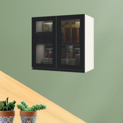 Image of SPECIALITY PANELS Multipurpose Cabinet with Modern Elegance Tinted Glass Wall Cabinet, Space Organizer for Office /Kitchen in (Highland Pine, 2 Glass Shutter)