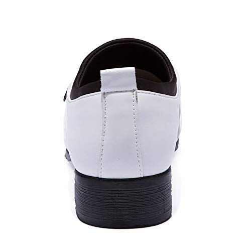 Dress Oxford for Men Slip On Cap Toe Pleated PU Leather Rubber Sole Low Top Non Slip Block Heel Casual2