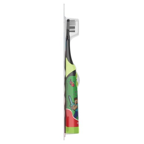 Image of Colgate Battery Powered Toothbrush, Minecraft | Extra Soft | Ages 3+ | Battery Included | Flat Lay Handle