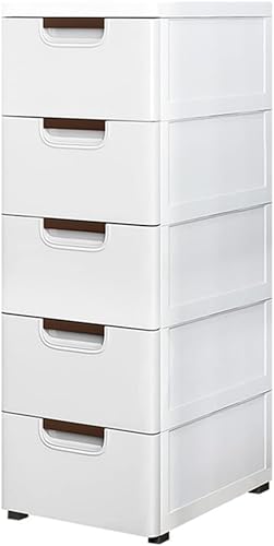 キッチン すき間収納 キッチンワゴン 収納ワゴン キッチンストッカー チェスト タンス 引き出し収納 移動式カート 調味料ワゴン 収納ラック 小物 食品 おしゃれ 組立簡単×ネジ&工具不要 冷蔵庫横・洗面所・ランドリー・脱衣所用 キャスター付き (ホワイト