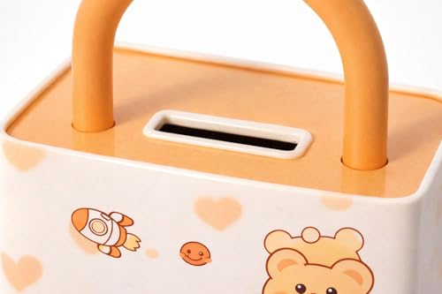 Image of Sajani Cute Cartoon Creative Portable Piggy Bank, Money Saving Box with Combination Lock, Mini Coin Bank Gifts for Boys and Girls, Best Return Gifts for Kids (Pack of 1) (Lock - Yellow)