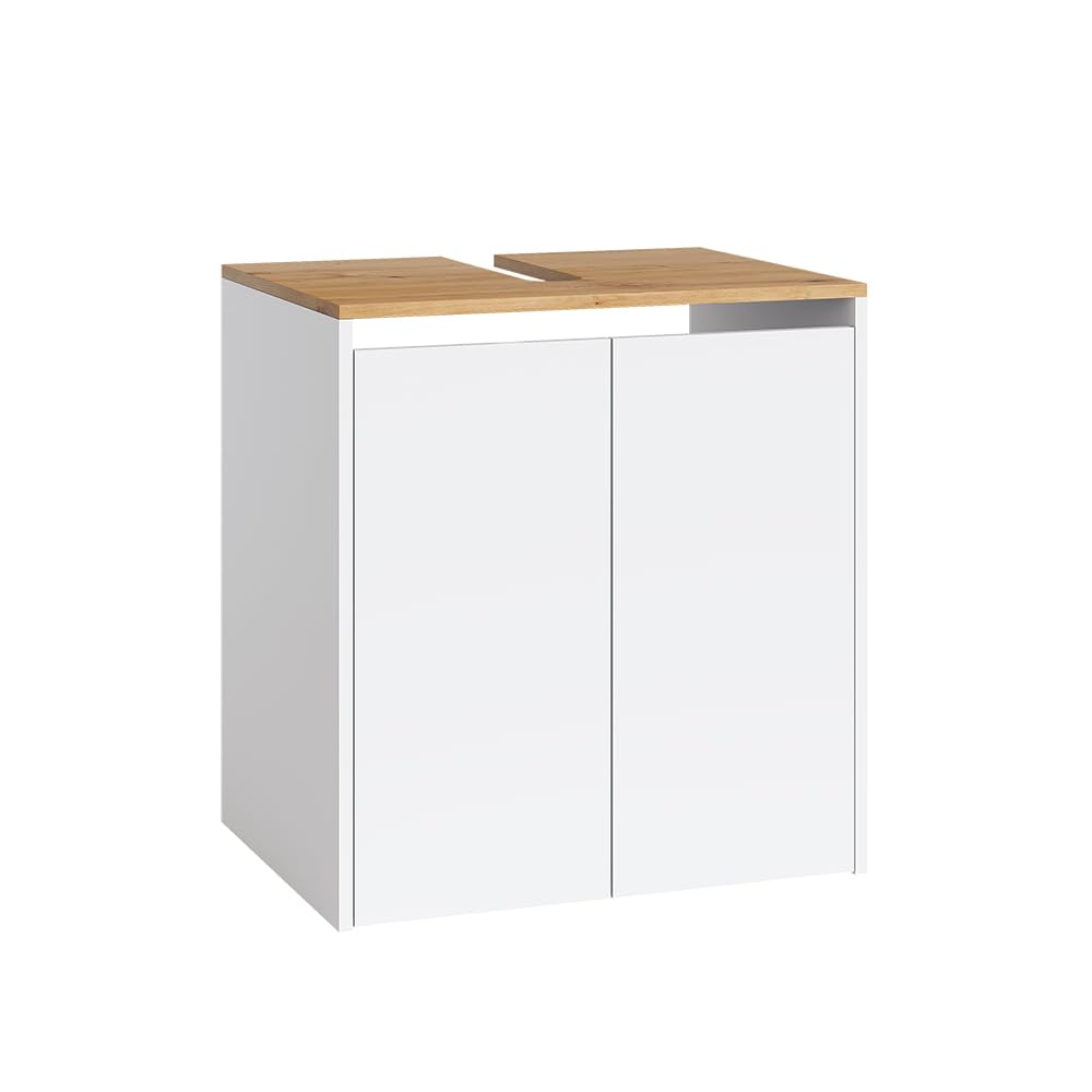Vicco Szafka pod umywalkę "Viktor", Biały/Artystyczny, 60.2 x 65 cm | z wycięciem na syfon i regulowaną półką