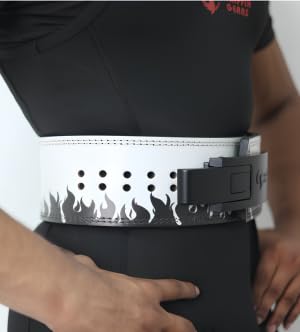 Image of 10MM UV Print Designer Lever Gym Belt | Custom Powerlifting Belt | 100% Full Grain Genuine Leather | IPF Standard | Black Fire Belt with Black Buckle | Size Small