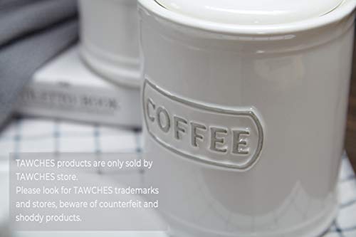 Canisters Sets for the Kitchen Airtight, White Kitchen Canisters set of 3 for Coffee Tea Sugar, Ceramic Canisters With Lids TAWCHES