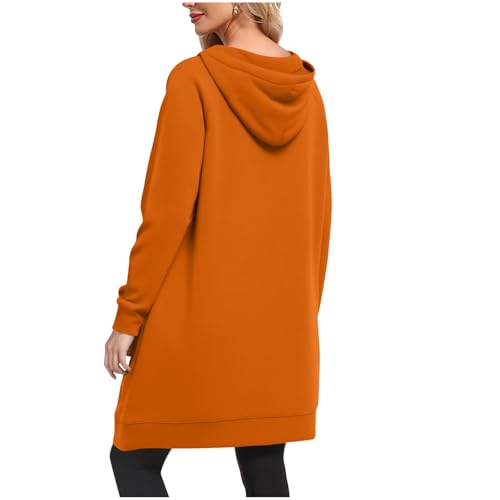 Long Hoodies for Women Plus Size Zip up Drawstring Sweatshirt Coat Long Sleeve Casual Jacket Outwear with Pockets3