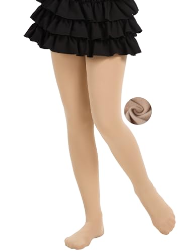 AMIYOYO Thermo Strumpfhose Mädchen Gefütterte Leggings Kinder Ballettkleidung Winter Warm Lined Tights Verdicke Treggings Innenfutter (Hautfarbe,M)