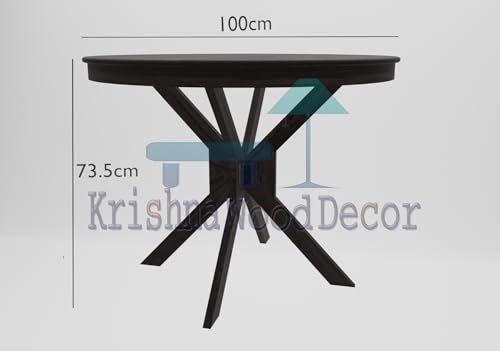 Image of Krishna Wood Decor Wood Round Dining Set 4 Seater | Dining Table Set | Dining Room Set | Dining Table 4 Seater Round Shape | Dining Room Furniture | Wooden Table | 4 Seater (3)