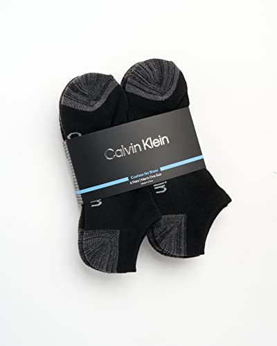 Image of Calvin Klein Mens No Show Socks - 6 Pack Soft Cotton Blend Cushioned Athletic Low Cut Socks for Men for Sports and Running